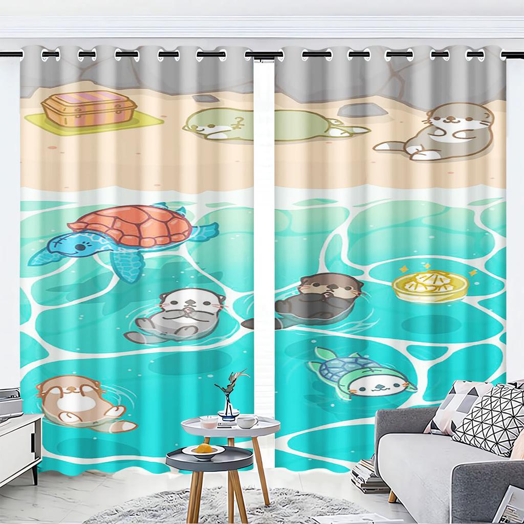 Otter, Animal Anime Printed Curtains For Living Room Home Decor  Blackout Curtains Bedroom Drapes Cartoon Christmas