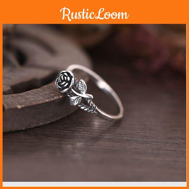 Chic Retro Gold And Silver Rose Rings Exquisite Floral Design For Women Alloy Material