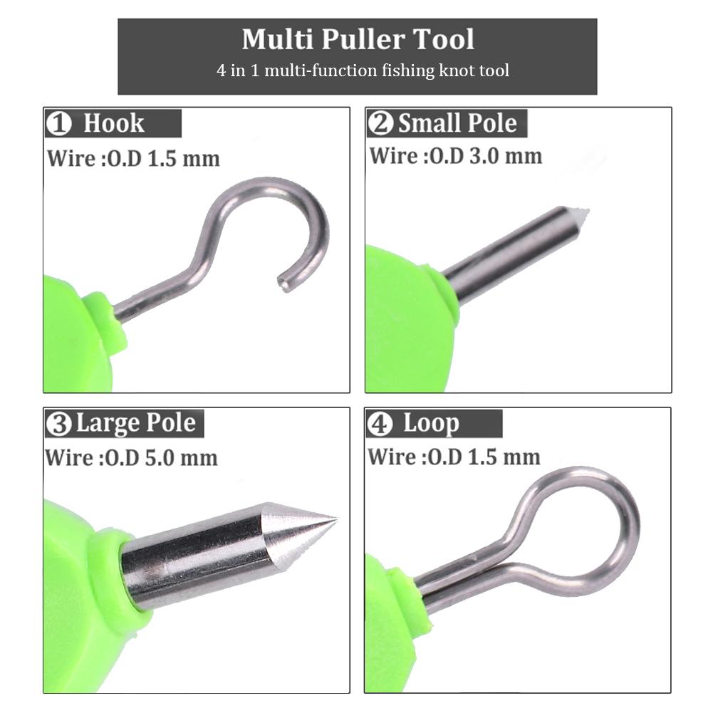 2PCS Green 4 in 1 Multifunction Outdoor Fishing Puller Knot Tool Fish Device Tackle Accessory