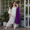 Elegant Embroidered Silk Kurti Pant Set with Scalloped Lace Dupatta