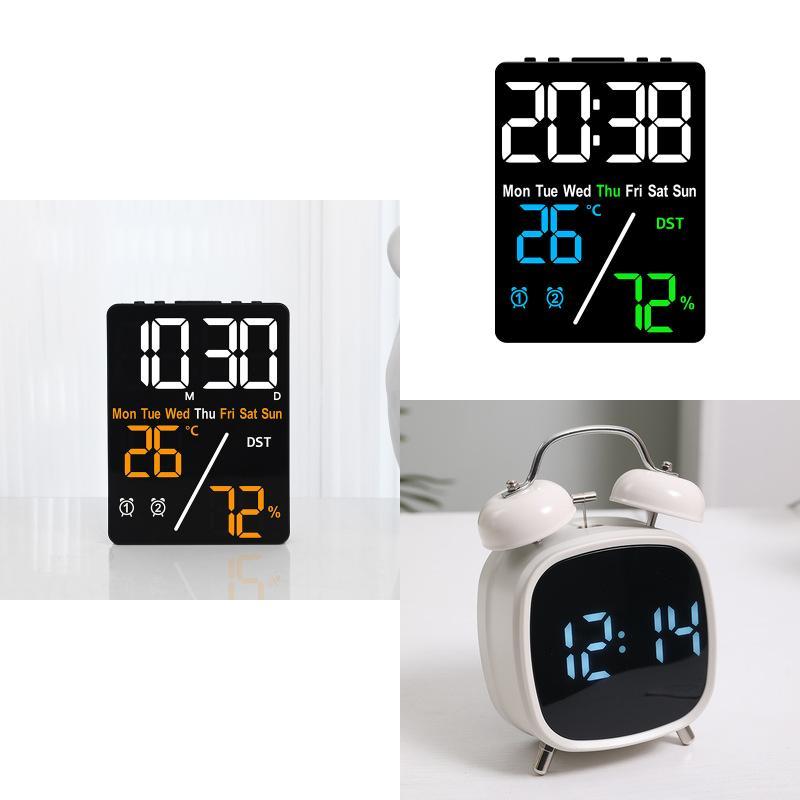 Modern Minimalist Digital Alarm Clock With Temperature And Humidity Display For Home Use