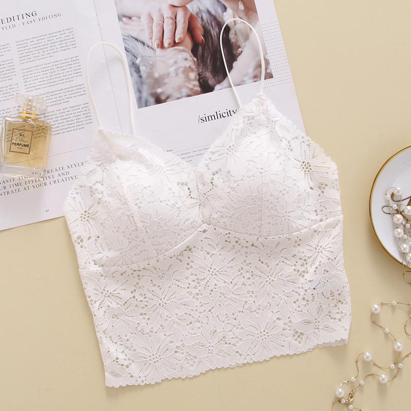 French Summer Suspender Sexy Soft Lace Bra Underwear Bra Women's Thin Skinny Shoulder Strap Vest Breathable