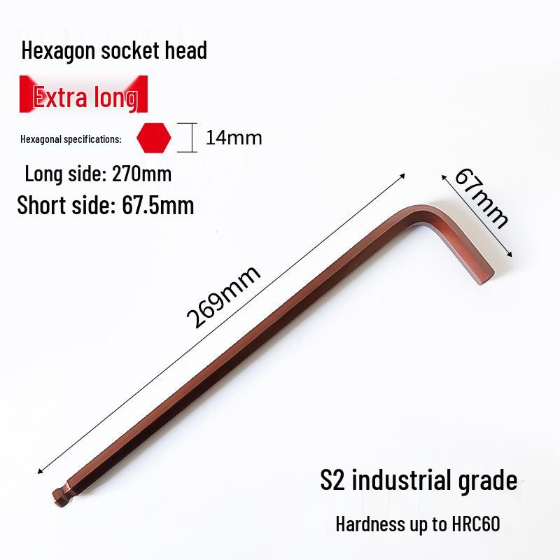 S2 Extended Ball Head Hex Key Wrench, High Strength Hardened 5mm/4mm Hexagonal Tool