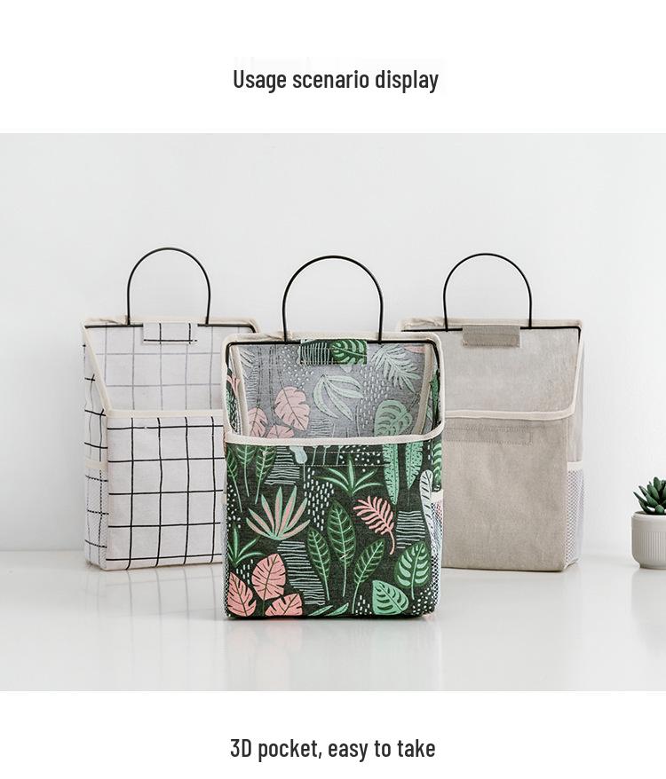 Bedside Hanging Cotton Linen Storage Organizer 