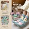 Winter and Autumn Thick Sleeping Coral Fleece Socks for Women, Postpartum Floor Mid-calf Socks with Cartoon Embroidery