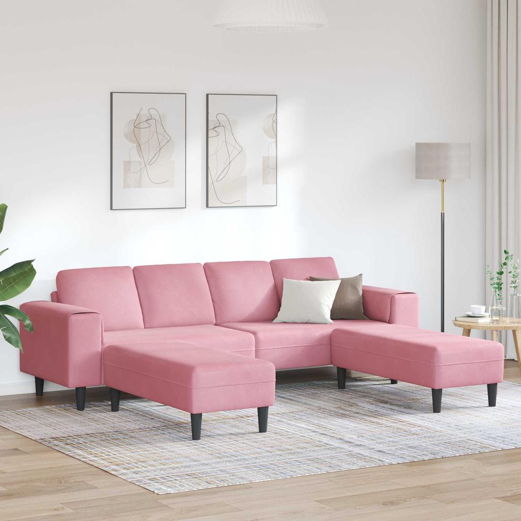 Living Room Sofa 3 Pcs Pink 250 X 188 X 76 Cm
