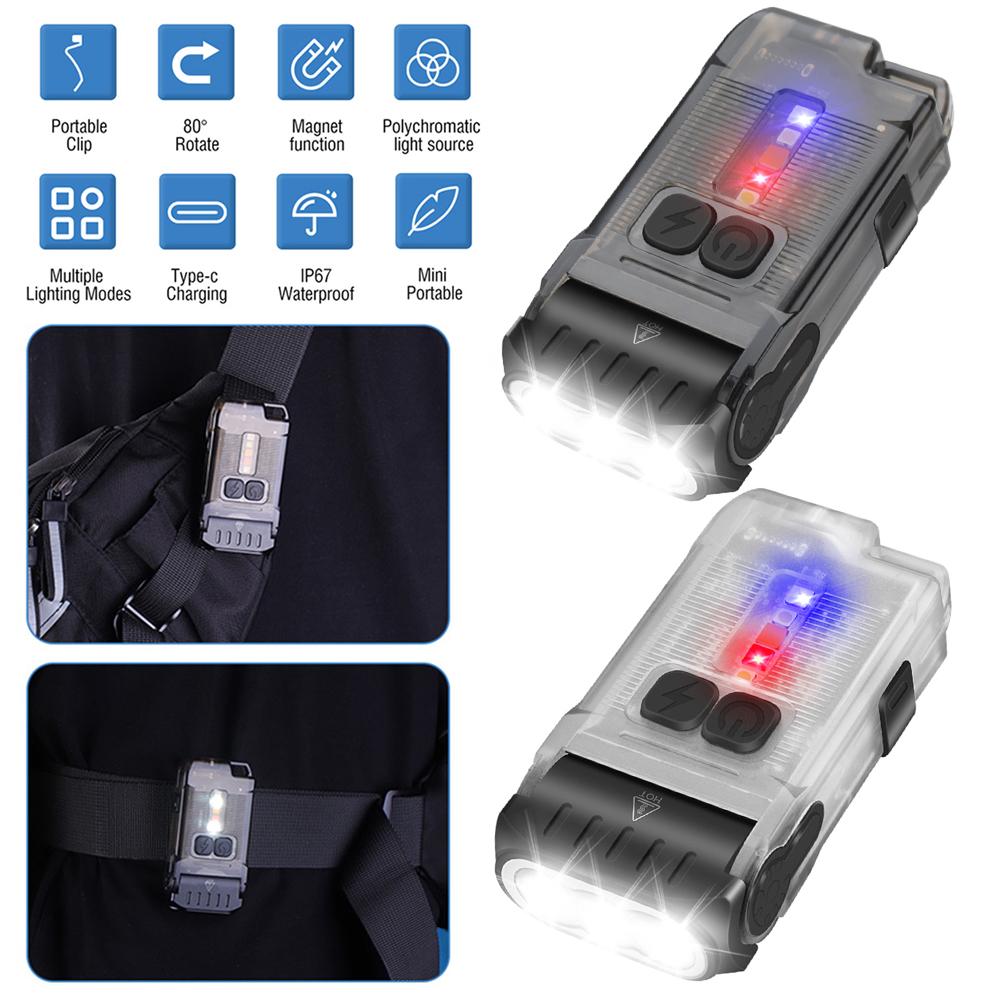 Pocket Torch Light Type-C Rechargeable Portable Mini Torch 1200 Lumens Work Light Magnetic for Car Repairing/Emergency/Camping