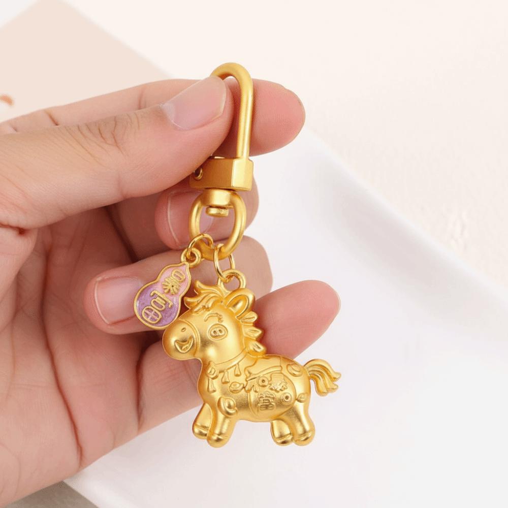 Chinese Style Horse Key Ring Zinc Zinc Alloy Zodiac Pony Bag Pendant Gold Pony Keychain  Year of The Horse