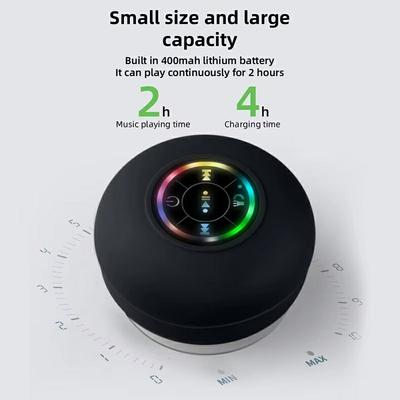 Portable Bluetooth Audio Ipx4 Waterproof Led Lights Bathroom Outdoor Large Suction Cup Can Be Adsorbed Wall Speaker