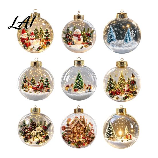 Regali di Natale per la Famiglia Ornamento Luminoso con Storia Mini Scena Festiva in Palla Trasparente con Luci LED Decorazioni da Appendere Decorazione in Acrilico Decorazione Albero
