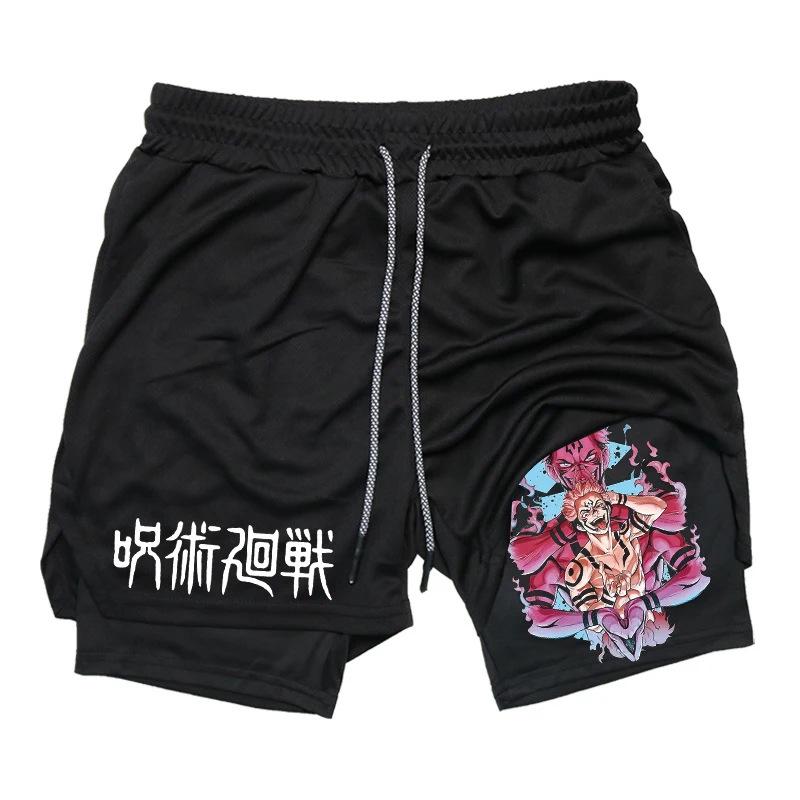 Double-Layer Digital Print Sports Shorts for Adults - Casual Fitness Apparel