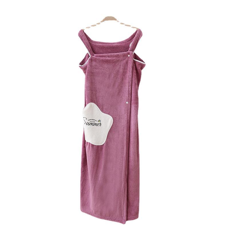 Soft Absorbent Star Coral Fleece Wearable Bath Skirt Bathrobe
