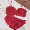 French Lace Embroidered Underwear Set: Soft Half-Cup Bra with Underwire & Cotton, Perfect for All Bust Sizes
