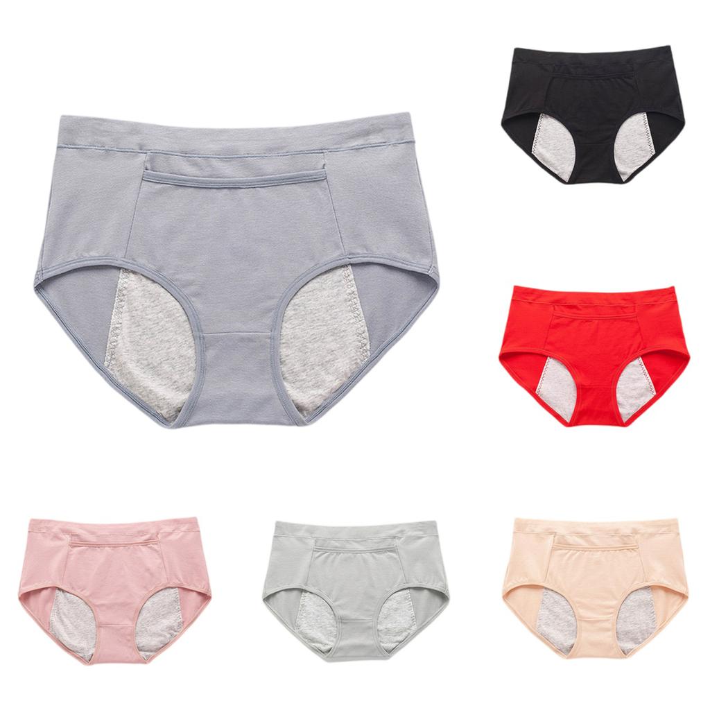 Women's Pocket High Waist Breathable Physiological Plus Size Underwear Menstrual Hygiene Pants