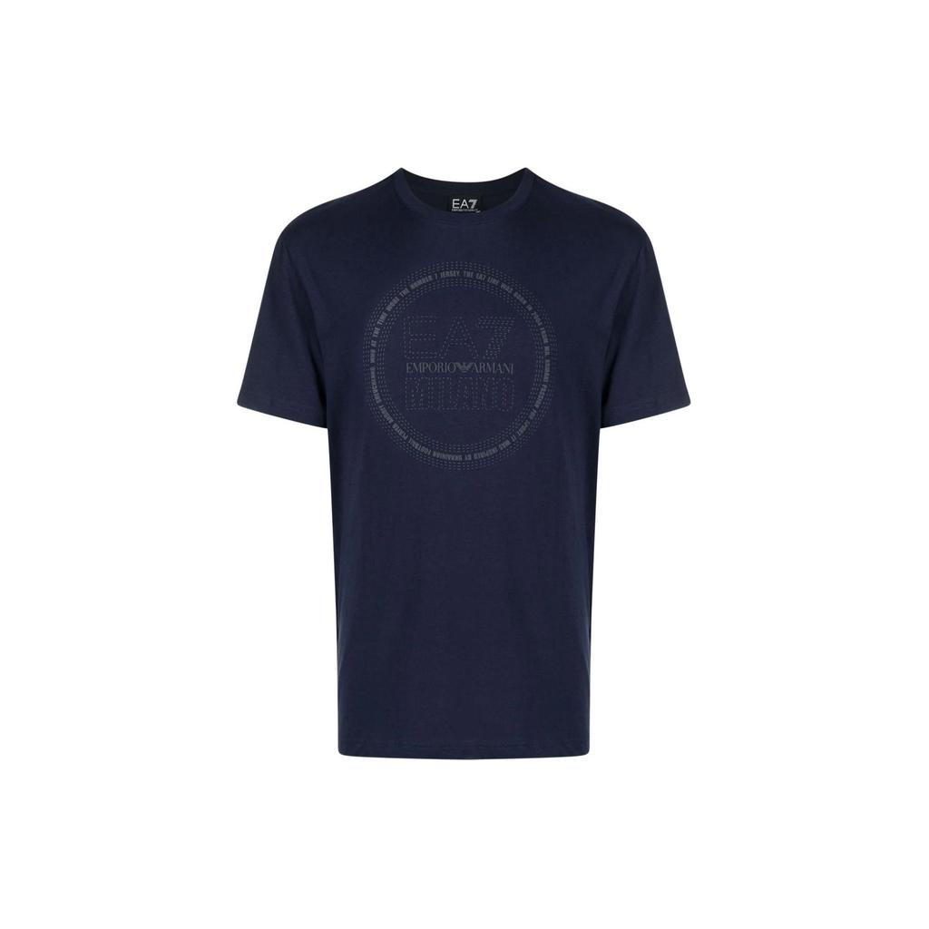 Emporio Armani Pattern Printed Crew Neck Short Sleeve T-Shirt Men Tops Navy-Blue 3DPT39-PJTJZ-1554