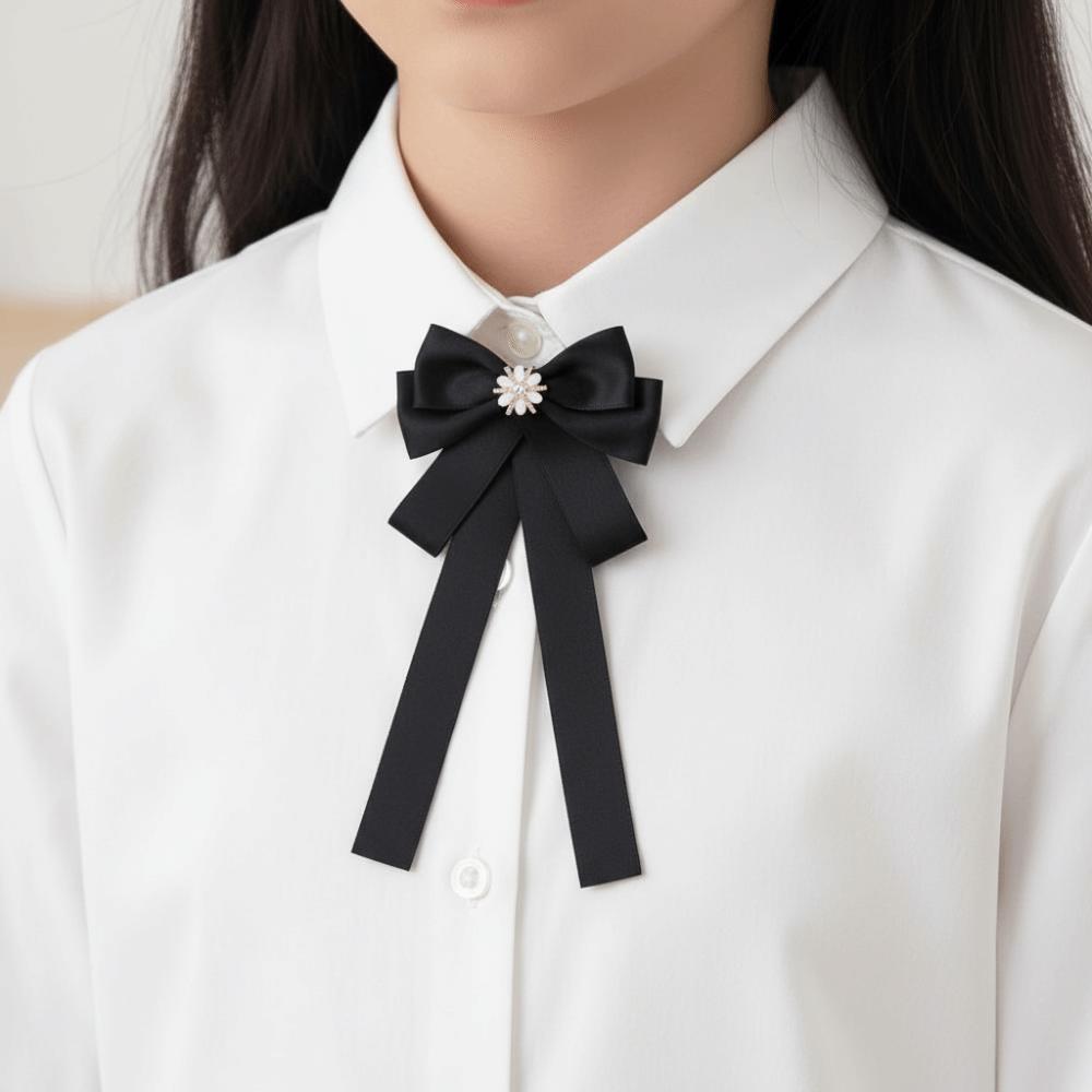 Black Memorial Black Bow Brooch Fabric Bowknot Bowtie Necktie New Shirt Collar Pins  Women