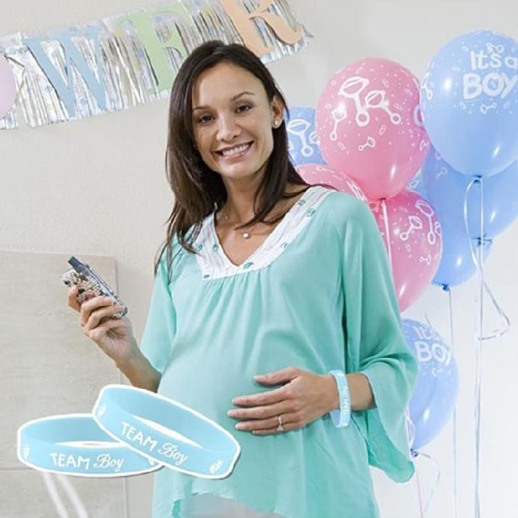 Baby Gender Expose Silicone Wristbands Patterned Baby Gender Expose Bracelets Baby Shower Decoration for Parties