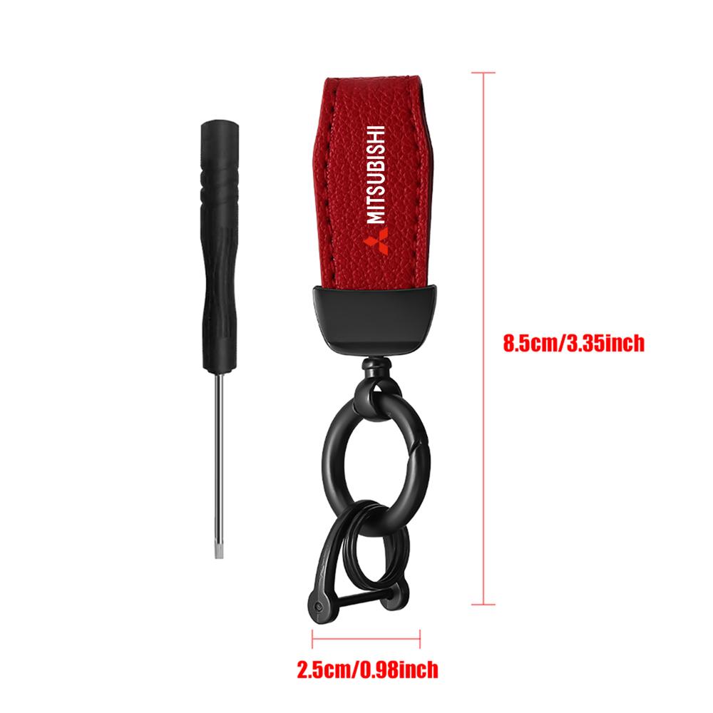 sdbf9 1pcs Leather Keychain Car KeyRing Chain Holder Auto Key Accessories For Mitsubishi Asx Lancer Triton Galan Colt Evolution Evo