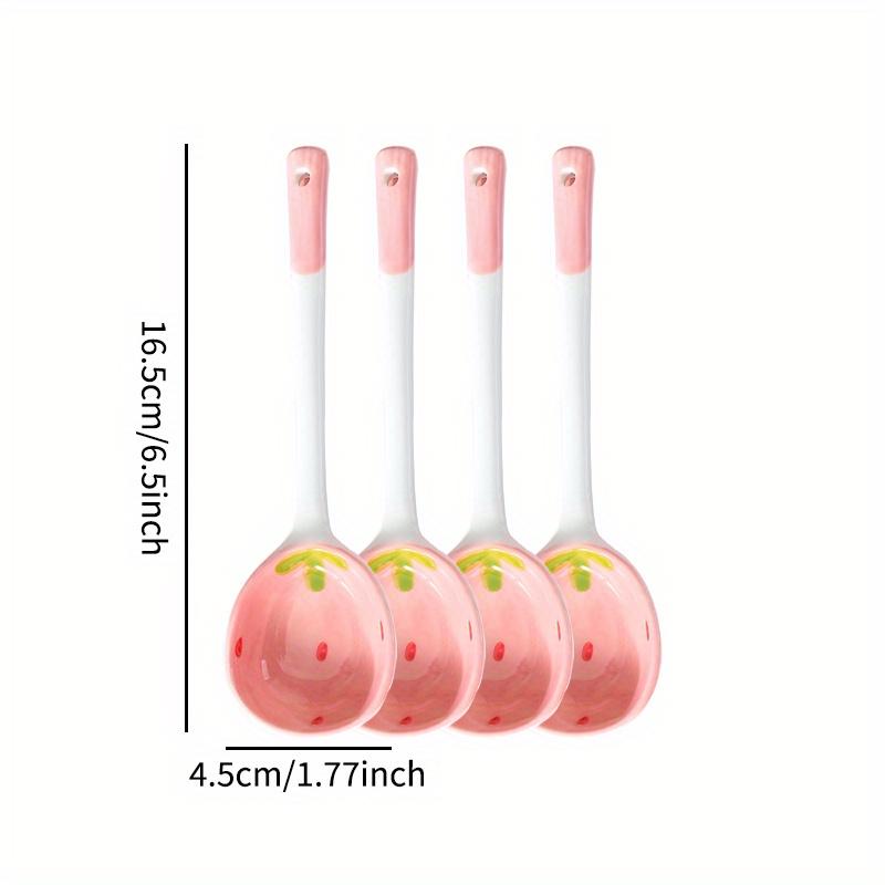 Cute Ceramic Strawberry Shaped Spoons Set - 2/4/6Pcs Perfect for Stirring Honey Coffee Rice -Ideal Tableware for Home Restaurant