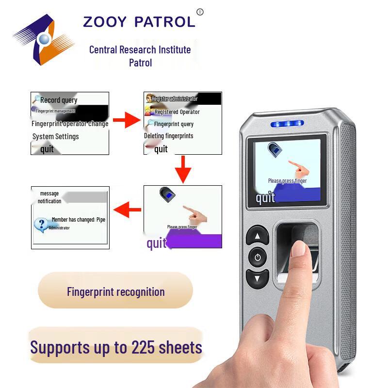 Zhongyan Z-6500F Smart Fingerprint Patrol Wand