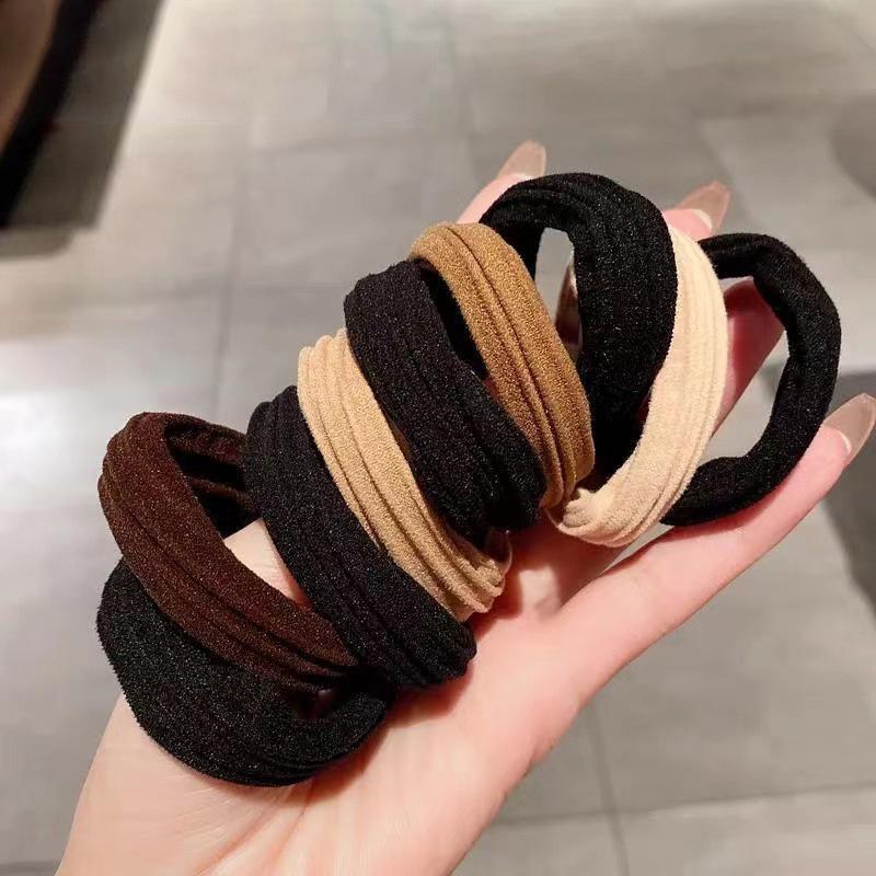 10 Stück/Set Dicke Haargummis Schraubgewindemuster Haarband Elastisch Langlebig Haargummis Frau Haarstyling-Accessoires Milchkaffee Neu