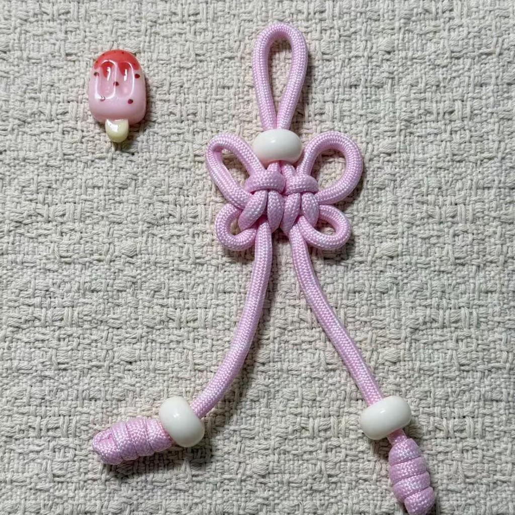 Handmade Colorful Nylon Rope Phone Lanyard with Pearl Knot Buckle Pendant