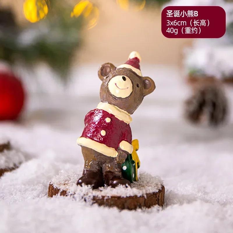 Figurki Bożonarodzeniowe Miniatury Choinka Święty Mikołaj Bałwany Niedźwiedź Mikro Krajobraz Domek dla Lalek Mech Terrarium Dekoracja Wróżek