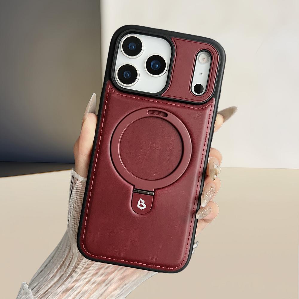 Suitable for iPhone 17 Phone Case Air Apple 17 Pro Max Magnetic Charging Leather Case Anti-drop Stand Business