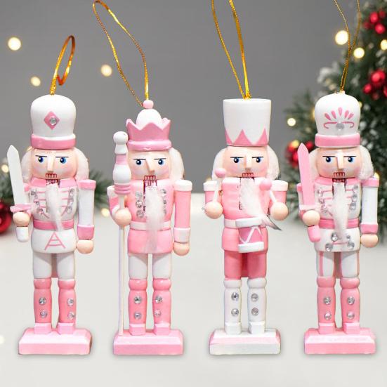 4Pcs Wooden King Soldier Figurine Cartoon Soldier Statue Sculpture Home
