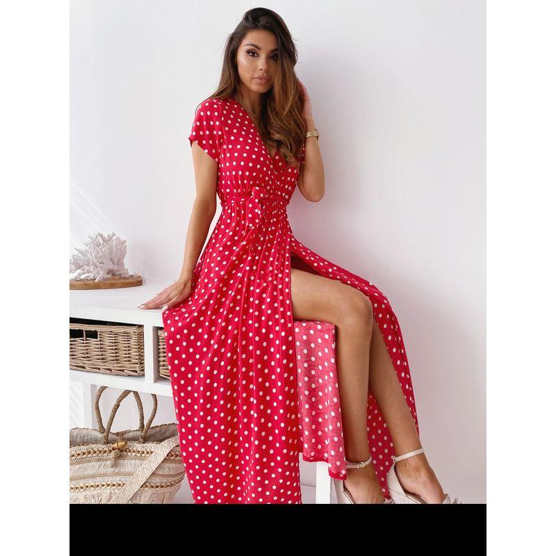 

Independent Wish Amazon Polka Dot Dress Summer Dress Red 2XL
