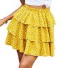 Nyári Női Szoknya Sárga Virágos Elegáns Temperamentumos Pántos Szoknya Rövid Szoknya