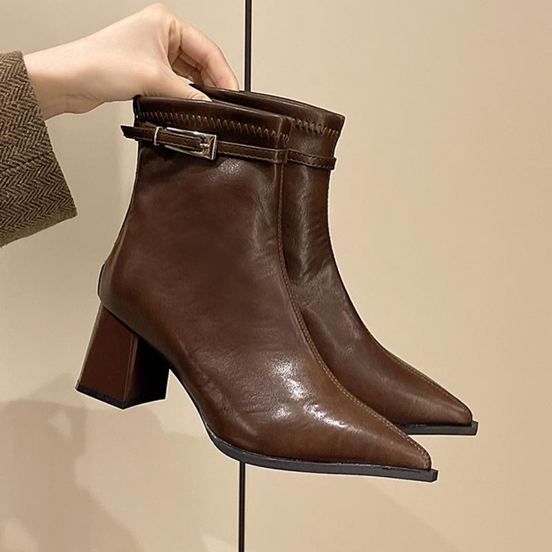 

Sexy High Heels Women s Boots Pointed Toe Chunky Elegant Shoes Fashion Pumps Winter Boots New Party Chelsea Mujer Botas 40