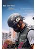Retro Men's Motorcycle Half Helmet with Goggles, Flip-up American Style