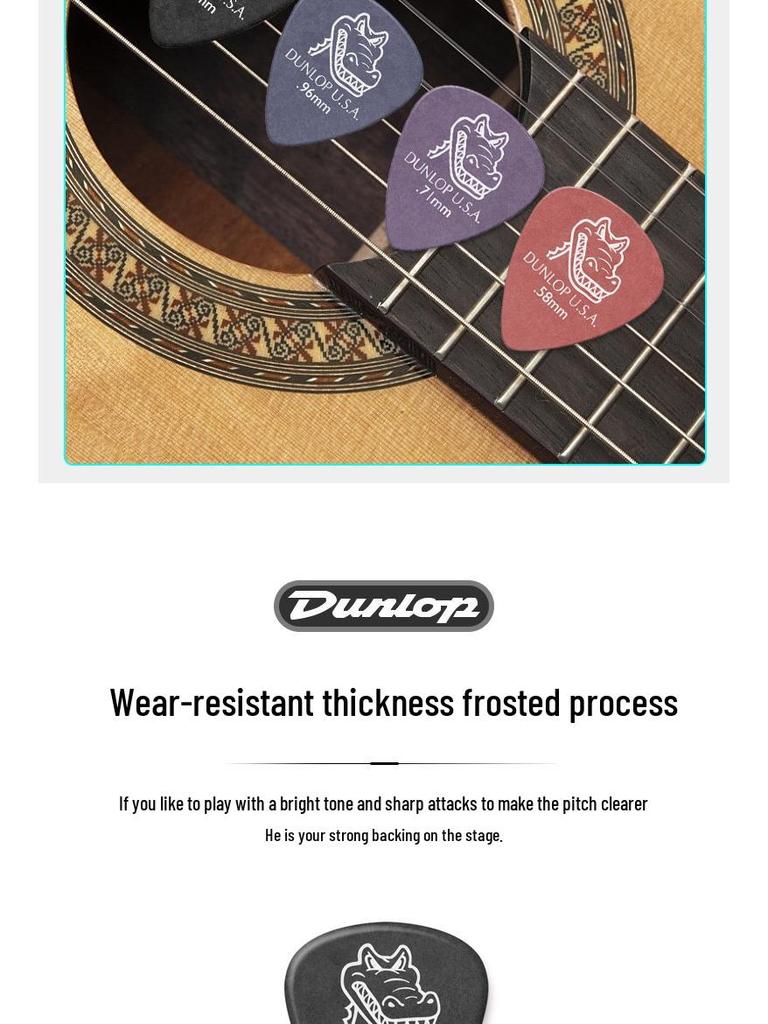 Dunlop 417 Alligator Electric Guitar Pick with Frosted, Non-Slip Texture for Fast Playing