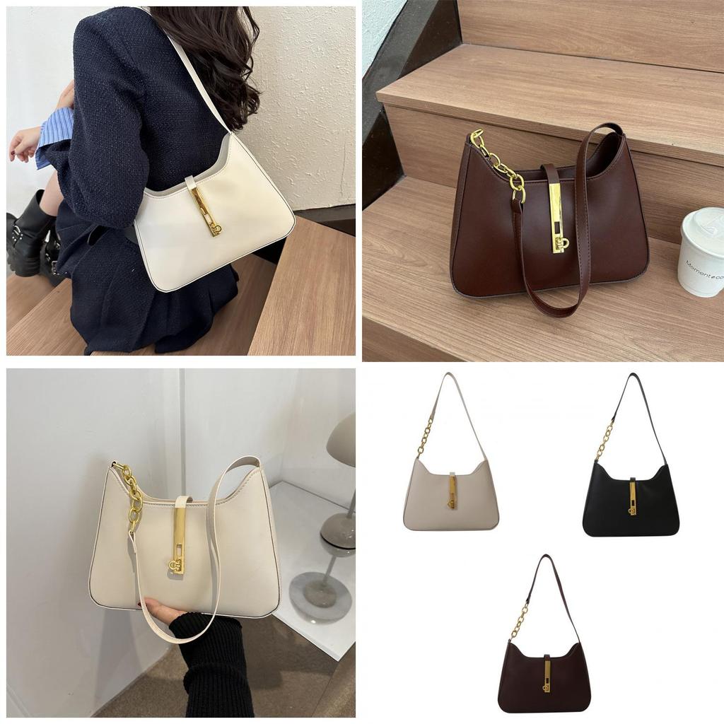Trendy 2023 Winter New Pure Color Pu Underarm Bag French Style Shoulder Bag For Women