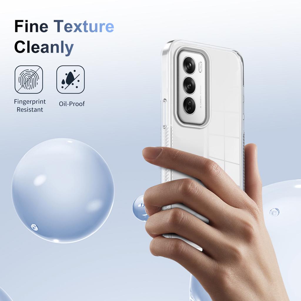 For Oppo Reno12 5G (Global) Clear Phone Case TPU+PC Anti-Slip Drop-Proof Back Cover