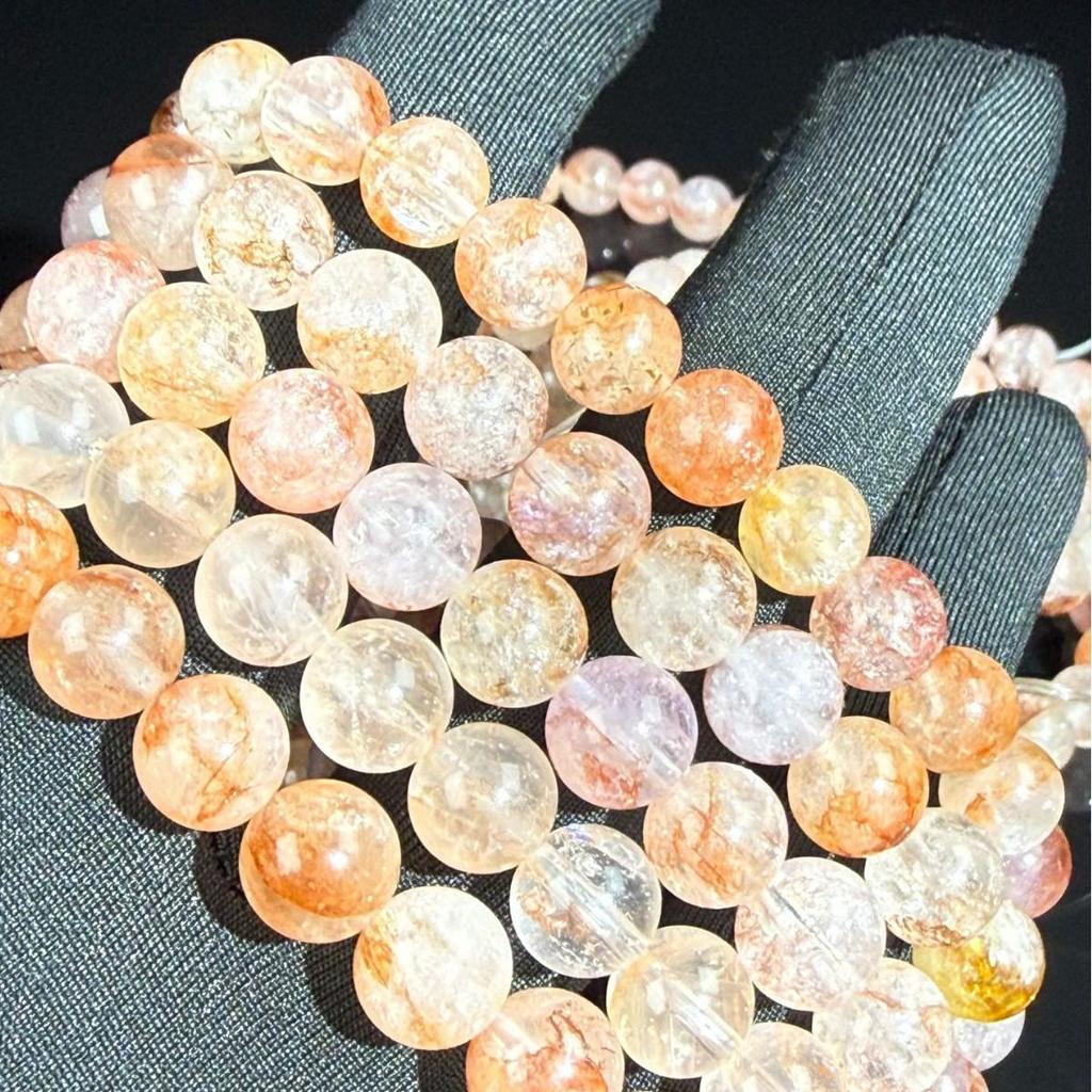 Premium Natural Red Rutilated Quartz Bracelet - Single Strand DIY Crystal Jewelry for Men and Women