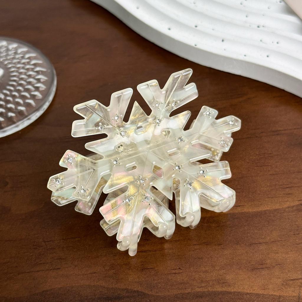 Atemberaubende Schneeflocken-Acetat-Haarklammer mit luxuriösen Diamant-Einlagen für Frauen