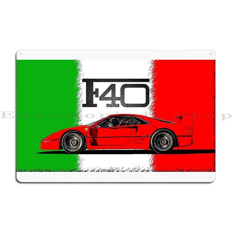 

F40 Италия Металлическая табличка Вечеринка Создать Настенный декор Дизайн Кино Жестяная табличка Постер 20x30cm