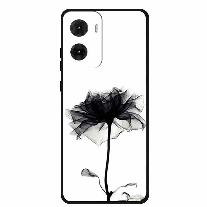 

Phone Case For Motorola G06 Case Flowers Black TPU Soft Silicone Funda Para For Motorola G06 Power E15 G05 Back Cover Case Coque Moto E15