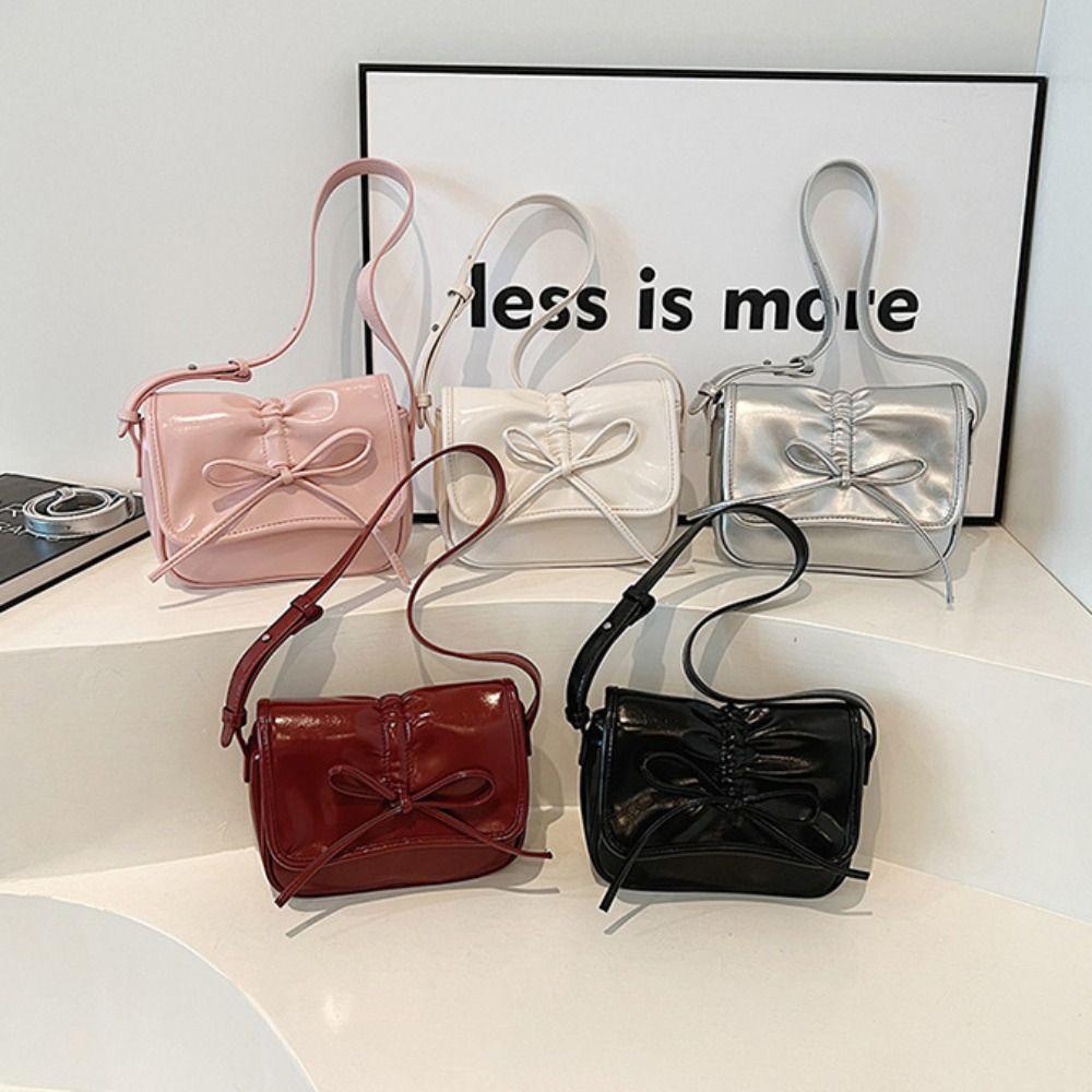 

Fold Y2K Underarm Bag PU Leather French Shoulder Bag Simple Bowknot Crossbody Bag Streetwear красный