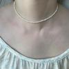 Natural Freshwater Irregular Rice Pearl Clavicle Necklace with 5CM Adjustable Extension Chain