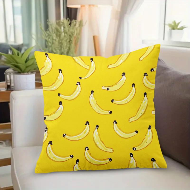 1Pc Modern Banana Peel Print Cushion Cover - Square Zippered Decorative Pillow Case Suitable For Living Room, Bedroom, Porch & T