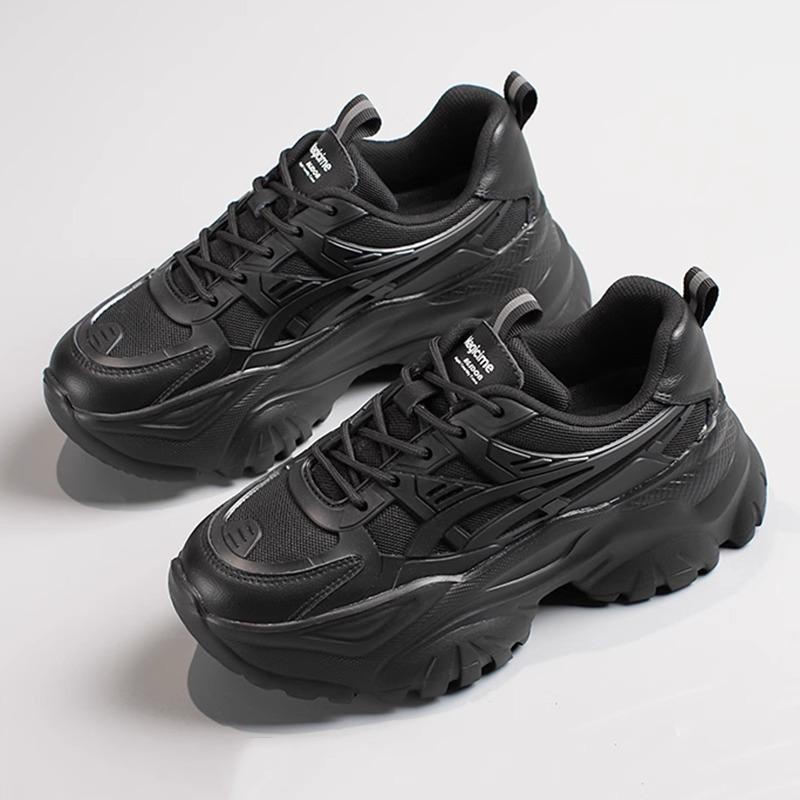 Beliebte Dad Shoes Damen 2025 Frühling und Sommer neu dicksohlige erhöhende vielseitige kleine schwarze dicksohlige Muffin-Sneaker