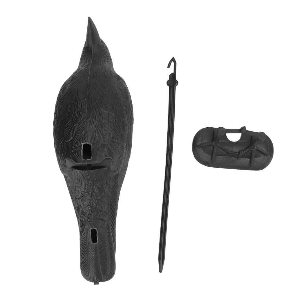 Crow Decoy PE Black Simulation Courtyard Decoration with Pole for Attracting Hunting Scaring Birds