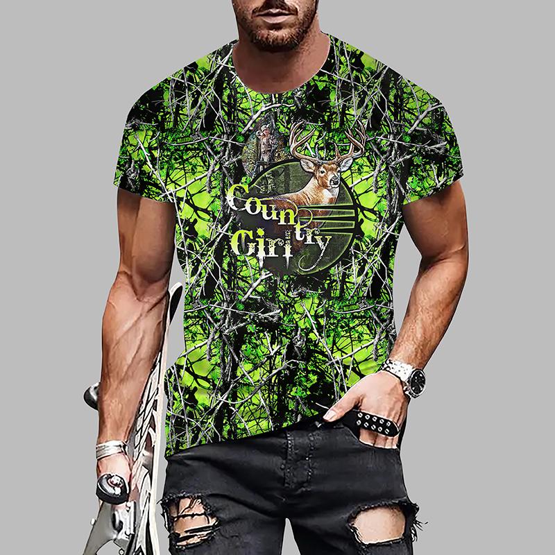 

Новая летняя мужская модная футболка с принтом оленя Milu, мужская футболка, топ 8XL зелёный