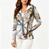 Women Lightweight Hooded Zip Up Jacket with Pockets Long Sleeve Printed Sun Protection Outerwear for Outdoor Activities