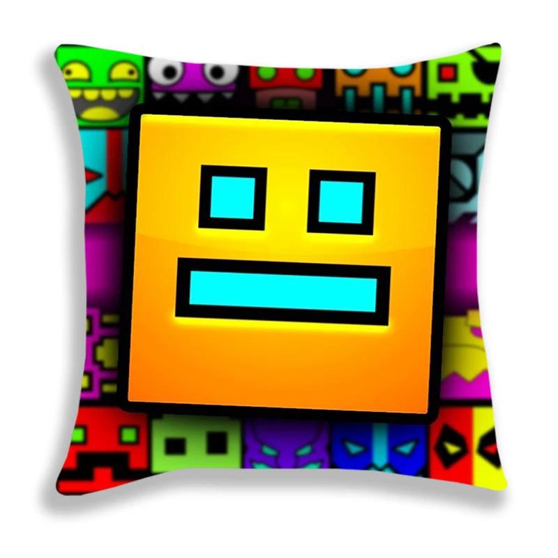 Geometry Dash Kreslený Potisk Povlak na Polštář 45x45cm Potahy na Polštáře Pohovka Postel Domácí Dekorace Vlastní Potahy na Polštáře Dekorace do Auta Dárek