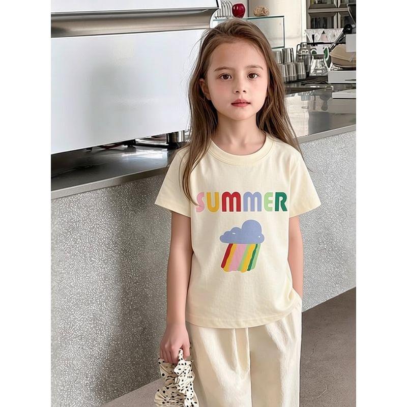 Brand Export Original Children's Clothing 2026 Summer New Product Girls' Pure Cotton Cartoon Print Short-Sleeved T-Shirt Baby Clothes