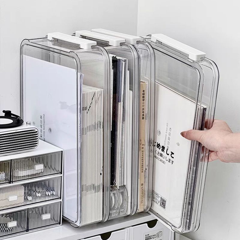 Dokumentenaufbewahrungsbox, Schreibtischdokumente, A4-Daten-Sortierbox, Haushaltsregisterbuch, Aktenordner, Staubdicht und Feuchtigkeitsbeständig